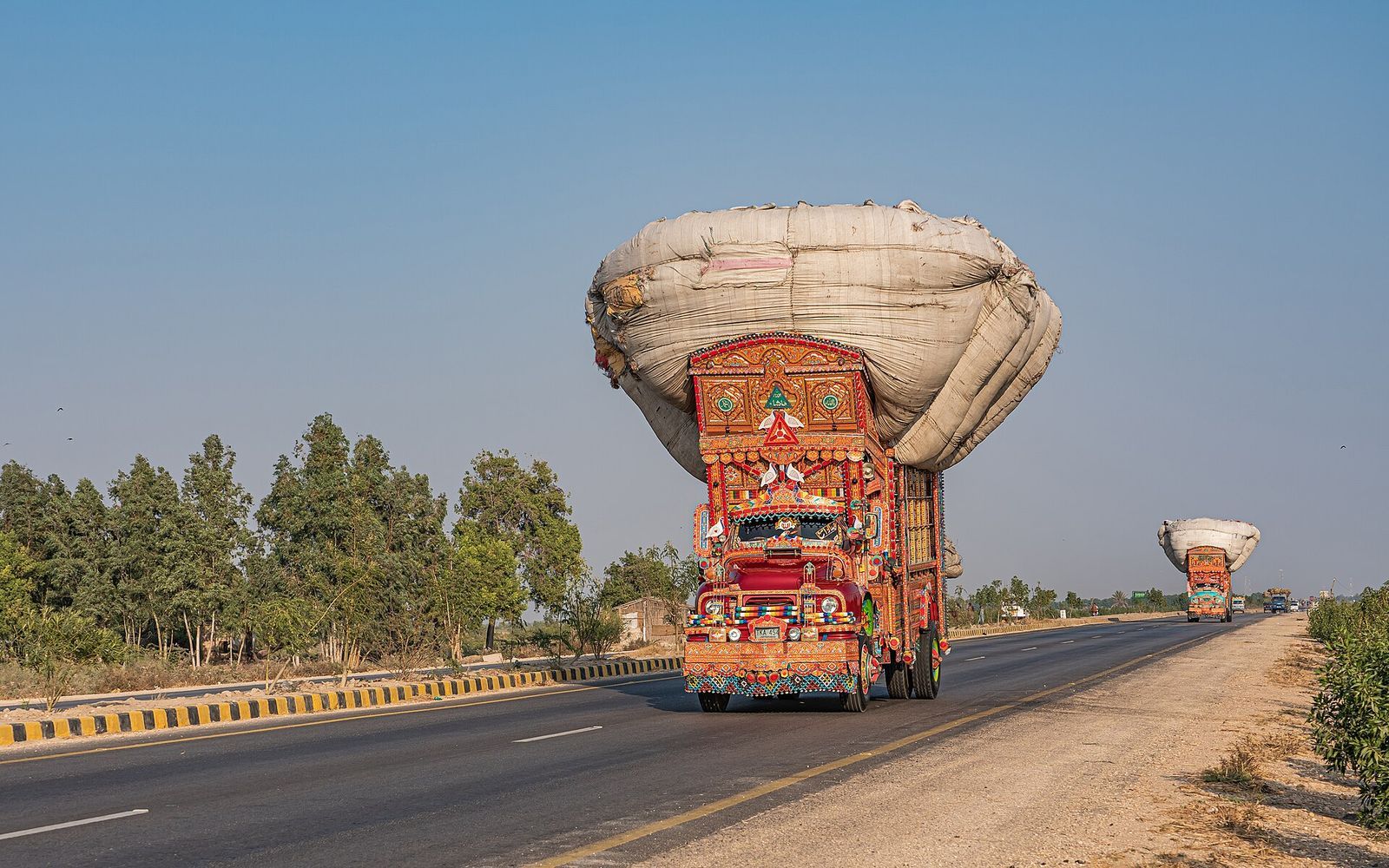 Loaded truck hauling freight on a highway